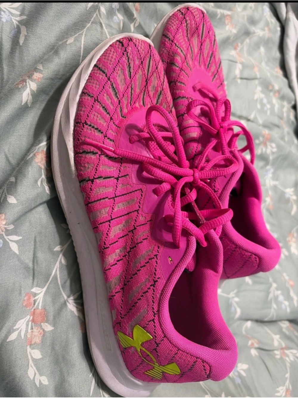 Under Armour Women’s Hot Pink Athletic Sneakers with Neon Yellow Logo